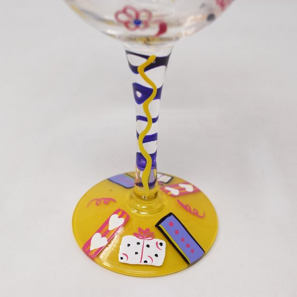 Lolita Birthday Girl Artisan Hand Painted Wine Glass Happy Colorful Party Gift - Picture 10 of 12